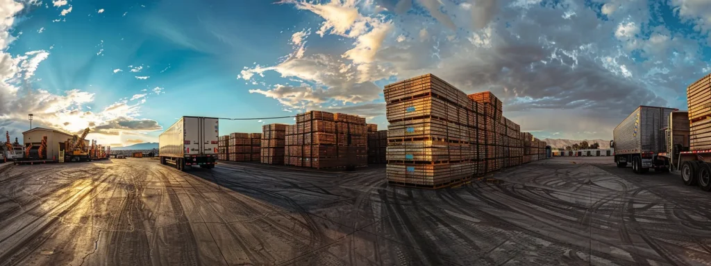 a towering stack of pallets loaded onto a massive truck, illustrating the difference between tl and ltl freight shipping.