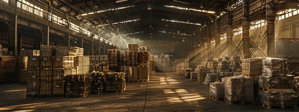 a bustling texas warehouse filled with neatly stacked pallets ready for efficient ltl freight shipping services.