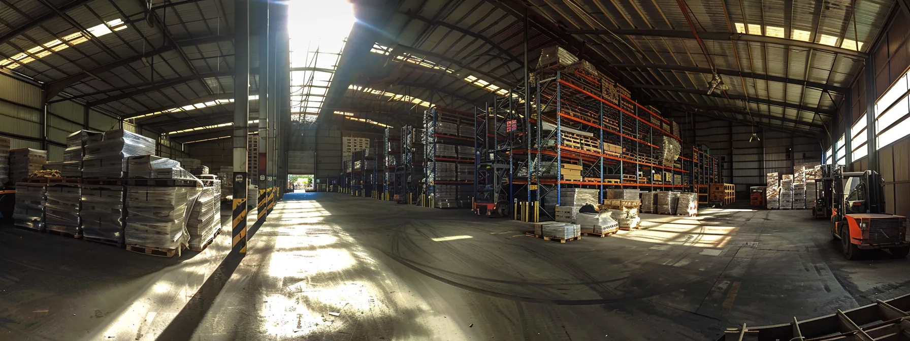 a bustling warehouse with pallets of goods ready for shipment, showcasing the efficiency and cost-effective solutions of ltl freight services for businesses.